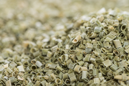 Small portion of dried Chive (close-up shot)の写真素材