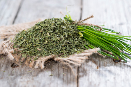 Dried Chive (shredded) as detailed studio shot