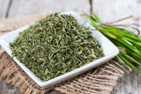 Dried Chive (shredded) as detailed studio shot