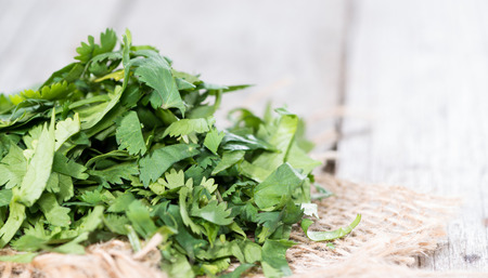 Fresh portion Cilantro as detailed close-up shotの写真素材