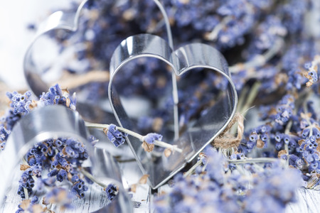 Lavender and Heart Shapes (close-up shot) for background useの写真素材