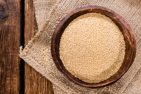 Portion of Amaranth (close-up shot) on rustic wooden backgroundの写真素材