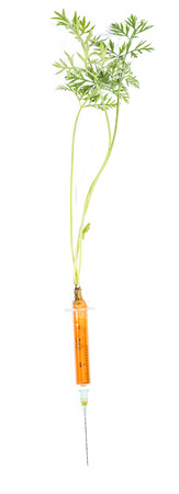 Carrot Injection isolated on pure white backgroundの写真素材