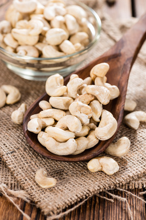 Dried Cashew Nuts on woodenの写真素材