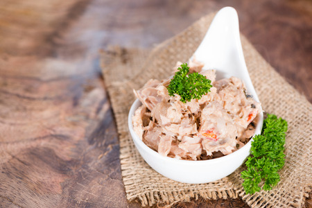 Portion of Tuna salad in a small bowl (close-up shot)の写真素材