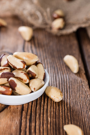 Portion of healthy Brazil Nuts as detailed close-up shot)の写真素材