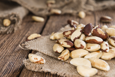 Portion of healthy Brazil Nuts as detailed close-up shot)の写真素材