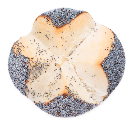 Pretzel Roll with Poppyseed isolated on pure white backgroundの写真素材