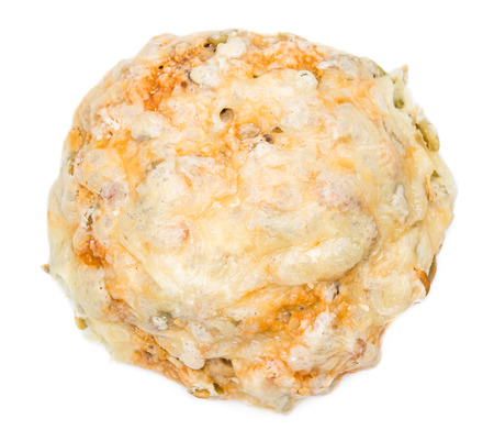 Homemade Buns gratinated with Cheese isoalted on white backgroundの写真素材