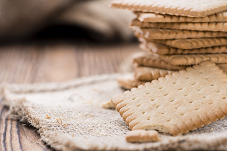 Portion of Butter Biscuits on wooden backgroundの写真素材