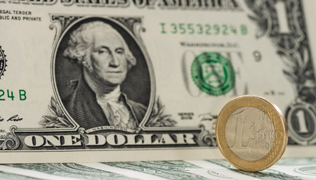 EUR/USD exchange rate concept (detailed close-up shot)の写真素材