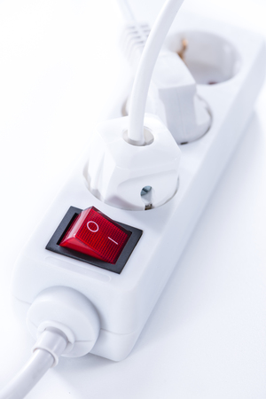 Outlet strip (detailed close-up shot) on white backgroundの写真素材