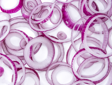 Red Onion Rings (close-up shot) for use as background image or as textureの写真素材