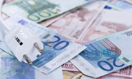 Energy Costs concept with European money (close-up shot)の写真素材
