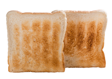 Sliced Toast Bread (close-up shot) isolated on white backgroundの写真素材