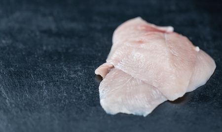 Chicken Cutlet on a slate slab (detailed close-up shot)の写真素材