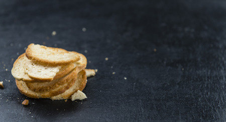 Some fresh baked bread chips (detailed close-up shot)