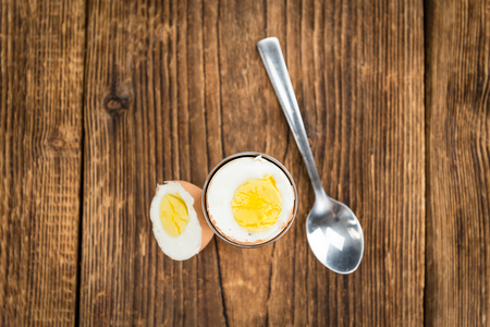 Portion of bolied Eggs (selective focus) as close-up shotの写真素材