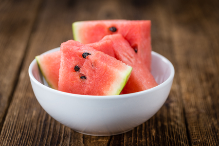 Portion of fresh Watermelon (close-up shot; selective focus)の写真素材