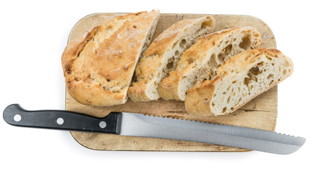 Baguette isolated on white background as detailed close-up shot (selective focus)