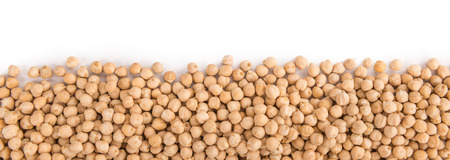 Portion of Chickpeas as detailed close-up shot isolated on white backgroundの写真素材