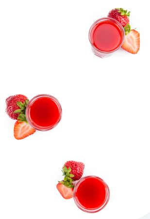 Fresh made Strawberry liqueur isolated on white background; close-up shotの写真素材