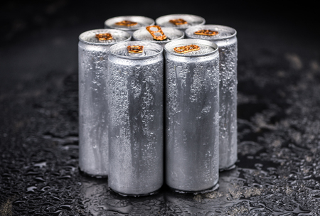Portion of fresh Energy Drinks  close-up shot; selective focus