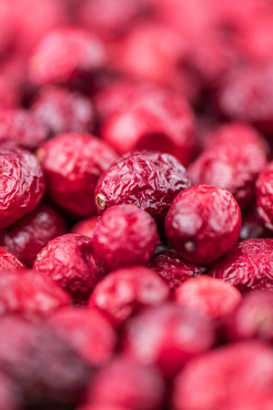 Some Dried Cranberries (close-up shot; selective focus)の写真素材