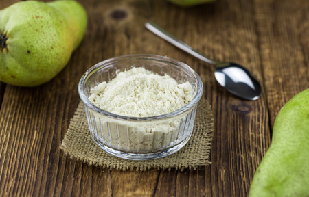 Portion of Pear powder as detailed close-up shot; selective focusの写真素材