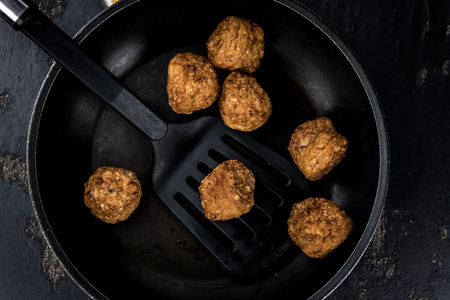 Portion of fresh homemade Meatballs (selective focus; close-up shot)の写真素材