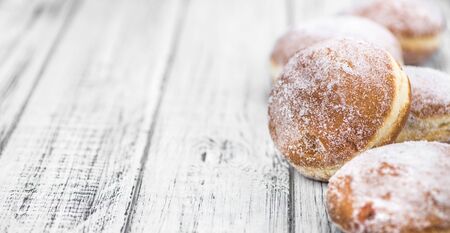 Healthy Powdered Almonds on a wooden table as detailed close-up shot (selective focus)の写真素材