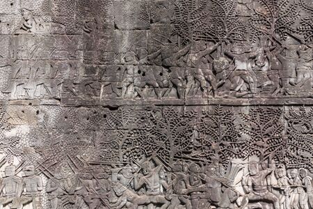 Reliefs in Bayon temple complex (Ankor Wat, Cambodia)の写真素材