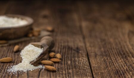 Ground Almonds (fresh) as detailed close-up shot, selective focusの写真素材
