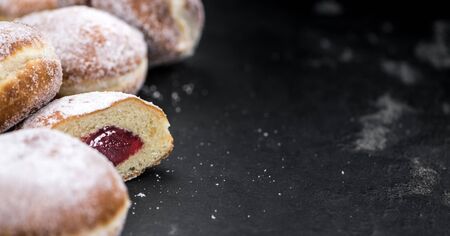 Berliner Doughnuts (fresh made) as detailed close-up shot; selective focusの写真素材