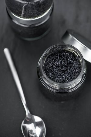 Portion of Black Caviar as detailed close-up shot; selective focusの写真素材