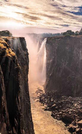 Victoria Falls (Mosi-oa-Tunya), view from Zimbabwe side at dry seasonの写真素材