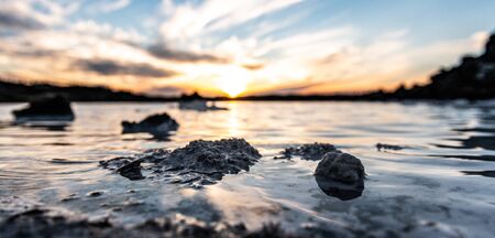 Lagoon thermal water (detailed close-up shot) in Icelandの写真素材