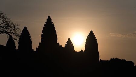 The ancient Ankor Wat temple in Cambodiaの写真素材