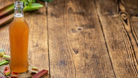 Portion of fresh made Rhubarb Juice (close up shot; selective focus)の写真素材