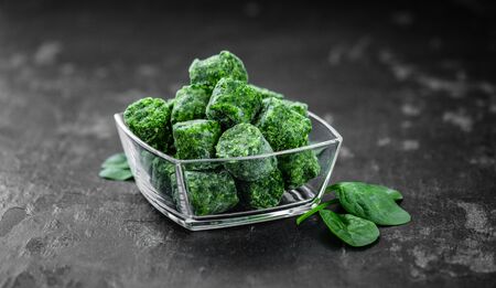Portion of frozen spinach as detailed close up shot (selective focus)の写真素材