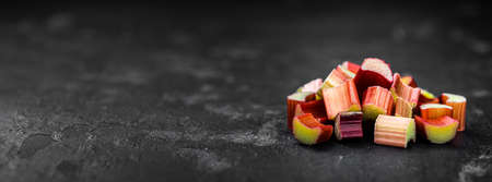 Freshly chopped Rhubarb as detailed close up shot (selective focus)