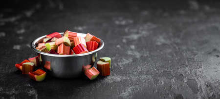 Chopped Rhubarb as detailed close up shot (selective focus)の写真素材