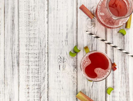 Homemade Rhubarb Spritzer as detailed close up shot (selective focus)の写真素材
