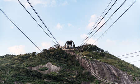 Cableway to the Sugarloaf hill in Rio de Janeiro at a sunny dayのeditorial素材