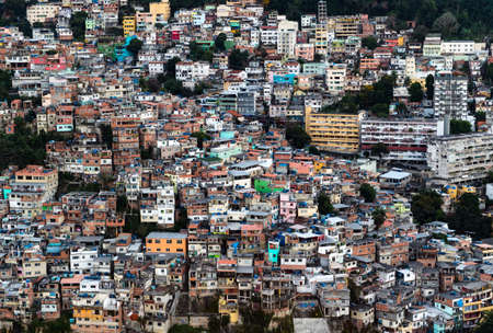 Favela Vidigal in Rio de Janeiro during sunset, aerial shot from a helicotperのeditorial素材