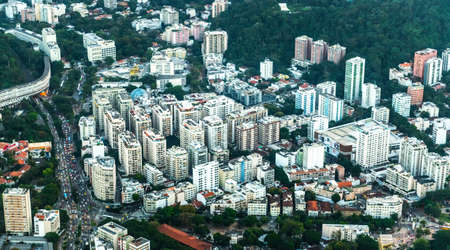 Rio de Janeiro aerial shot during sunset made from a helicopterのeditorial素材