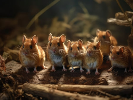 Group of hamsters in natural habitat (generative AI)の素材
