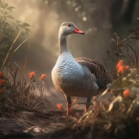 Goose in natural habitat - image generated with Generative AIの素材