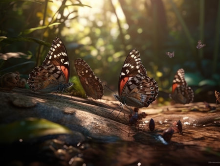 Group of Butterfly in natural habitat (generative AI)の素材
