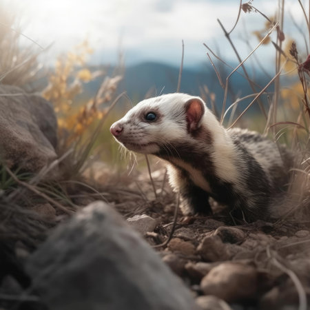 Ferret in natural habitat - image generated with Generative AIの素材